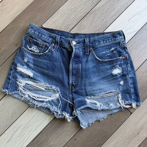 Levi’s 501 Distressed Denim Shorts W29 High Rise Vintage Style